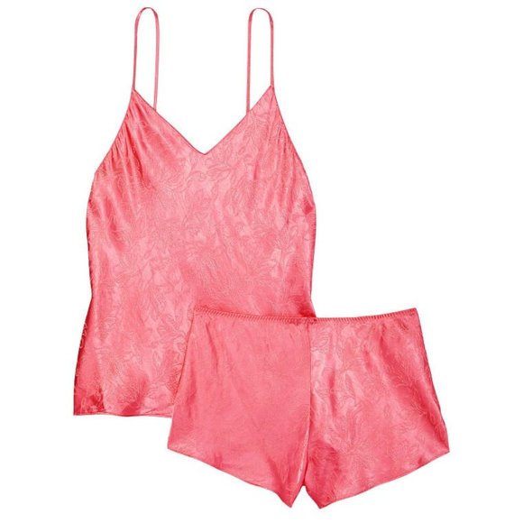 VS Draped Back Satin Cami Set Pink Cocktail Nice and Cool for Summer So Adorable - Picture 4 of 6